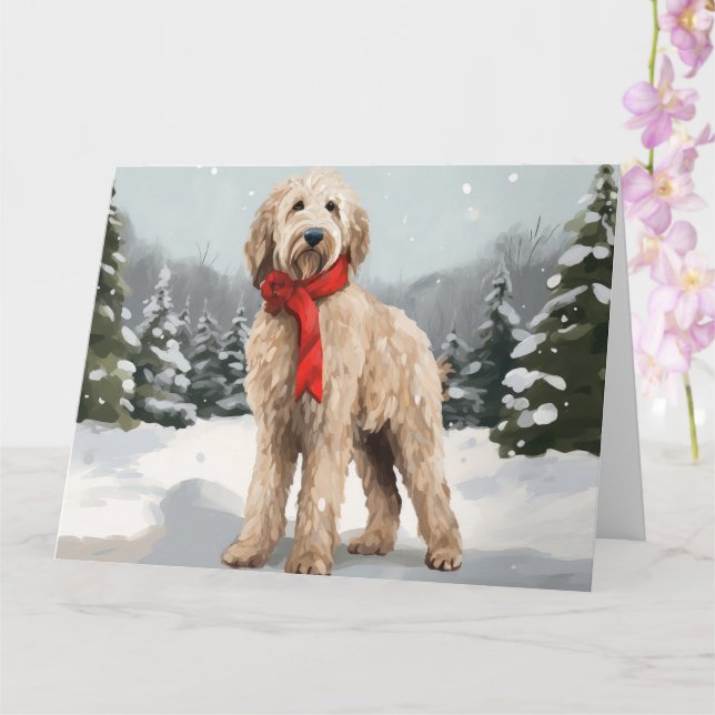 Goldendoodle Hund im Schnee Weihnachten Karte (Orchidee)