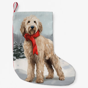 Goldendoodle Hund im Schnee Weihnachten Kleiner Weihnachtsstrumpf