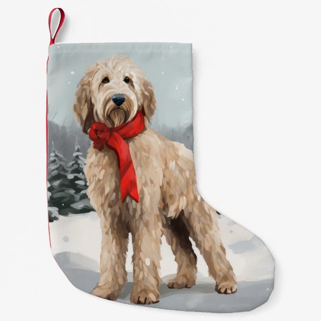 Goldendoodle Hund im Schnee Weihnachten Kleiner Weihnachtsstrumpf (Vorderseite)
