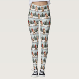 Goldendoodle Hund im Schnee Weihnachten Leggings