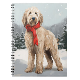 Goldendoodle Hund im Schnee Weihnachten Notizblock