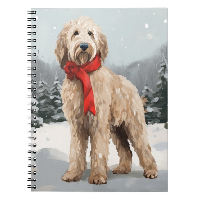 Goldendoodle Hund im Schnee Weihnachten Notizblock (Vorderseite)