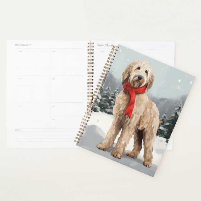 Goldendoodle Hund im Schnee Weihnachten Planer (Anzeige)