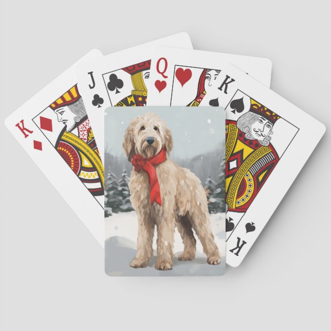 Goldendoodle Hund im Schnee Weihnachten Spielkarten (Rückseite)