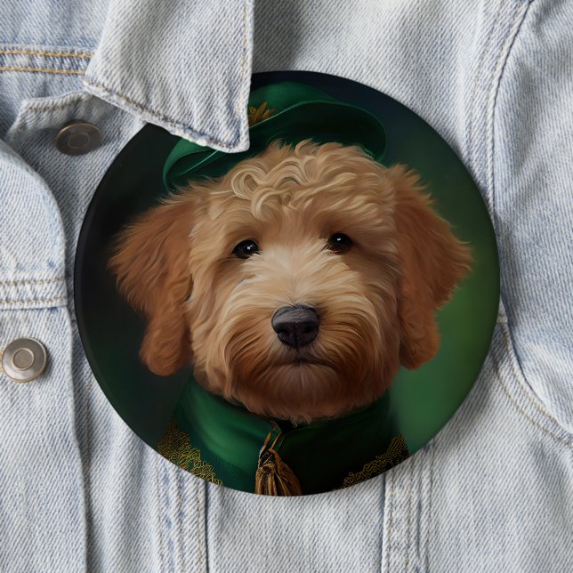 Goldendoodle Hund in St. Patrick's Day Dress Button (Beispiel)