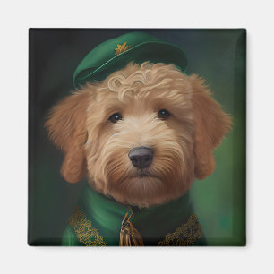 Goldendoodle Hund in St. Patrick's Day Dress Magnet