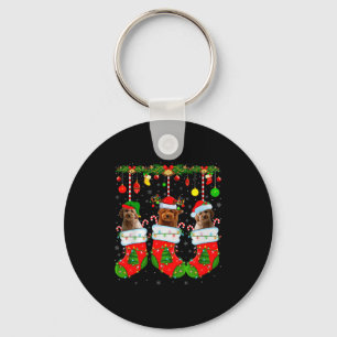 Goldendoodle-Hund in Weihnachts-Socken Lustiger Hu Schlüsselanhänger