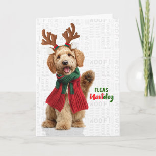 Goldendoodle Hund Lustige Flöhe Navidog Weihnachte Feiertagskarte