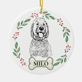 Goldendoodle Hund Personalisiert Hand Zeichnend Ce Keramik Ornament