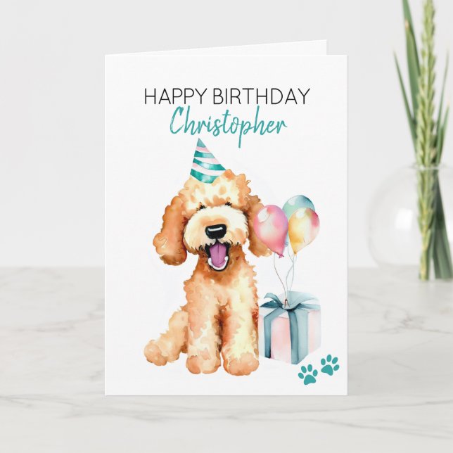 Goldendoodle Hund Personalisiert Happy Birthday Karte (Vorderseite)