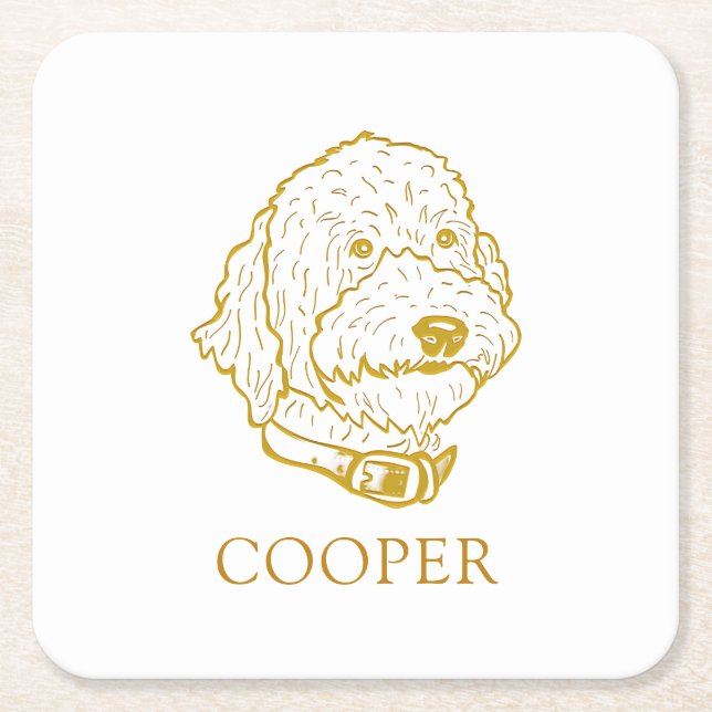 Goldendoodle Hund Personalisiert Rechteckiger Pappuntersetzer (Vorderseite)