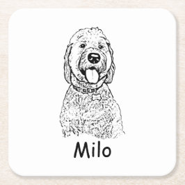 Goldendoodle Hund Personalisiert Zeichn Rechteckiger Pappuntersetzer