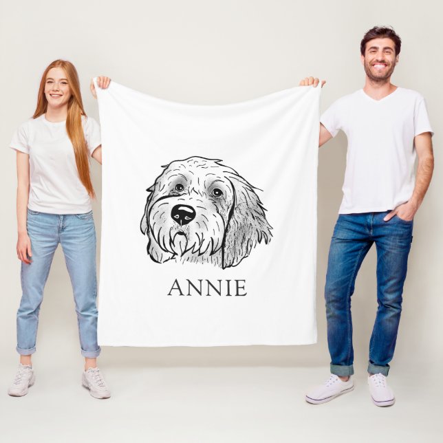 Goldendoodle Hund Personalisiert Zeichnend Fleecedecke (Beispiel)