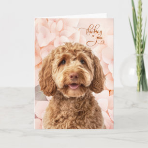 Goldendoodle Hund Pfirsich Hortensie Ich denke an  Karte