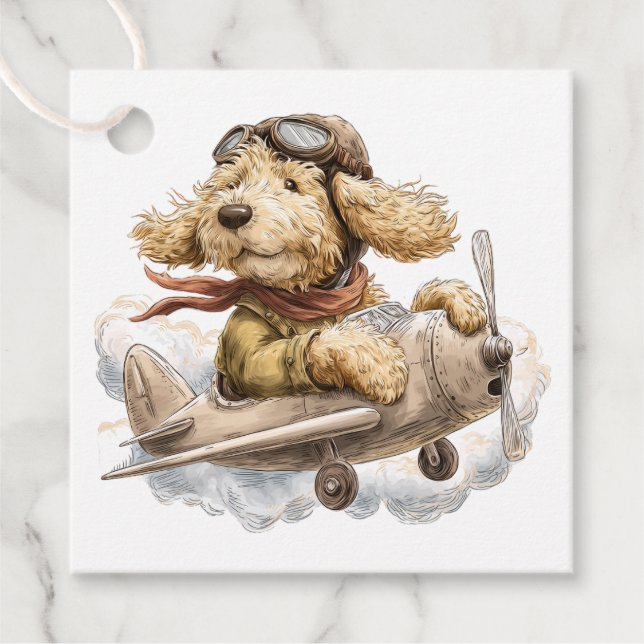 Goldendoodle Hund Pilot Flugzeug Geschenkanhänger (Vorderseite)