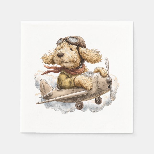 Goldendoodle-Hund Pilot-Flugzeug Serviette (Vorderseite)