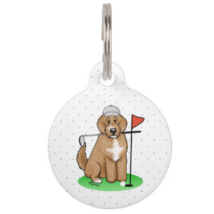Goldendoodle-Hund spielt Golf (roter whmk2) Lustig Haustiermarke