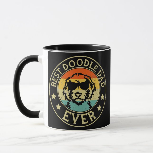 Goldendoodle Hund Vintag Bester Doodle-Vater je Tasse (Links)