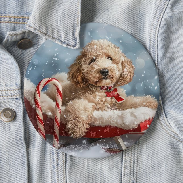 Goldendoodle Hund Weihnachten Button (Beispiel)