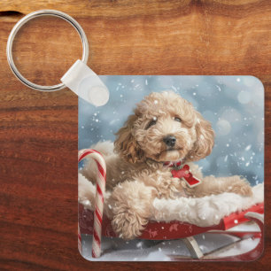 Goldendoodle-Hund Weihnachten Festlich Schlüsselanhänger
