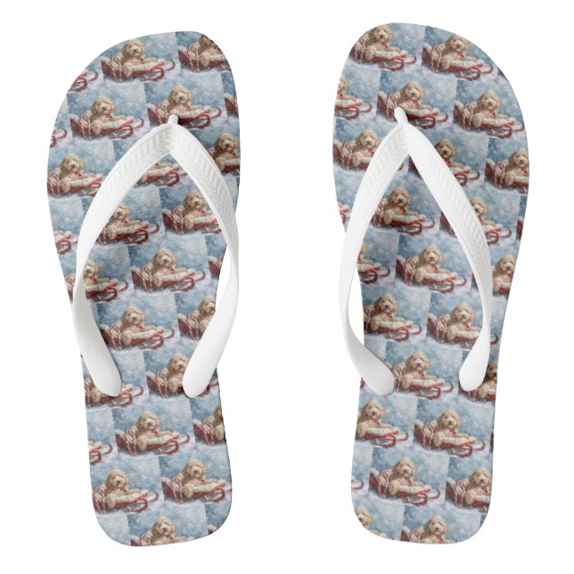 Goldendoodle Hund Weihnachten Flip Flops (Fußbett)