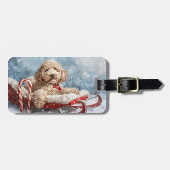 Goldendoodle Hund Weihnachten Gepäckanhänger (Vorderseite horizontal)
