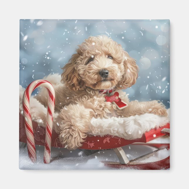 Goldendoodle Hund Weihnachten Magnet (Vorne)
