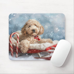 Goldendoodle Hund Weihnachten Mousepad