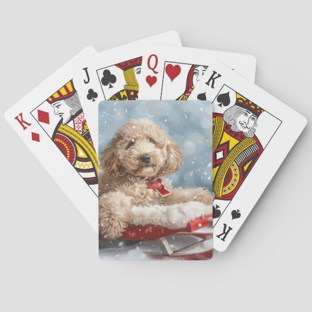 Goldendoodle Hund Weihnachten Spielkarten (Rückseite)