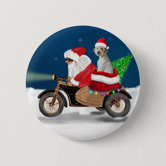 Goldendoodle Hund Weihnachten Weihnachtsmann Button (Vorderseite)