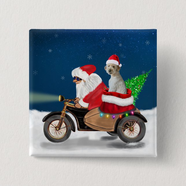 Goldendoodle Hund Weihnachten Weihnachtsmann Button (Vorderseite)