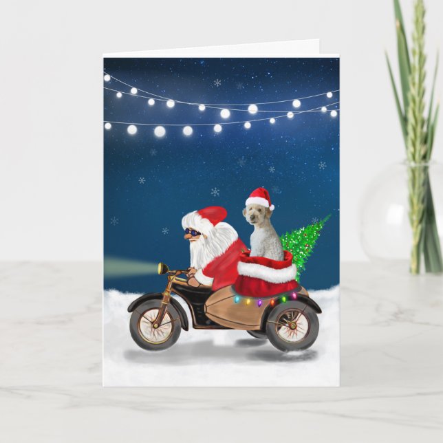 Goldendoodle Hund Weihnachten Weihnachtsmann Karte (Vorderseite)