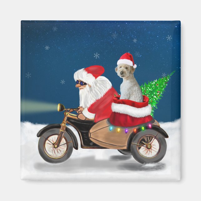 Goldendoodle Hund Weihnachten Weihnachtsmann Magnet (Vorne)