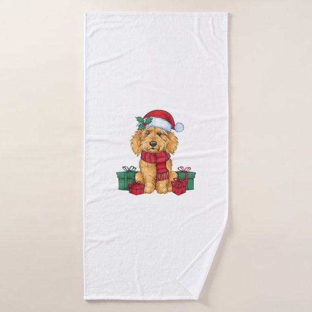 Goldendoodle Hund Weihnachtsfeier Santa Dog X Badehandtuch (Badehandtuch)