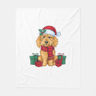 Goldendoodle Hund Weihnachtsfeier Santa Dog X Fleecedecke