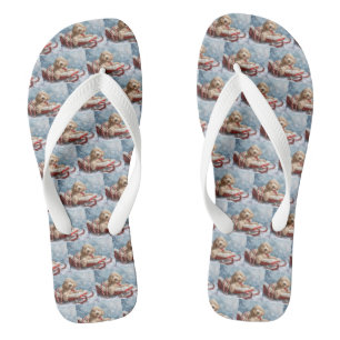 Goldendoodle-Hund Weihnachtsfestlich Flip Flops