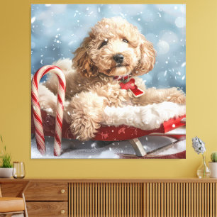 Goldendoodle Hund Weihnachtsfestlich Leinwanddruck