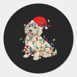 Goldendoodle Hund WeihnachtsLICHT Weihnachtsleute Runder Aufkleber
