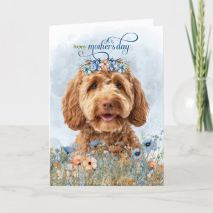 Goldendoodle Hund Wildblumen Muttertag Feiertagskarte