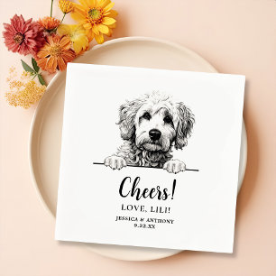 Goldendoodle Hund Zeichne Personalisierte Beizen Serviette