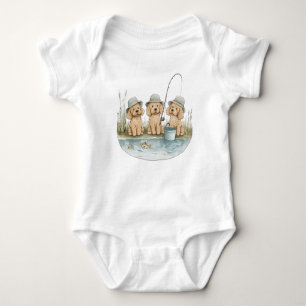 Goldendoodle Hunde Fischen Baby Strampler