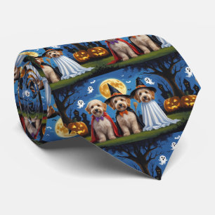 Goldendoodle Hunde Pumpkin Halloween Funny Krawatte
