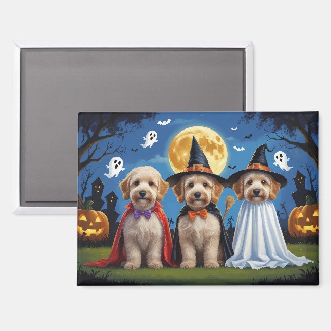Goldendoodle Hunde Pumpkin Halloween Funny Magnet (Vorderseite/Rückseite)