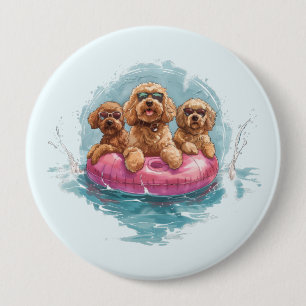 Goldendoodle Hunde Sommer Ananas Pool Float Button
