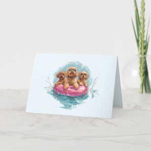 Goldendoodle Hunde Sommer Ananas Pool Float Dankeskarte