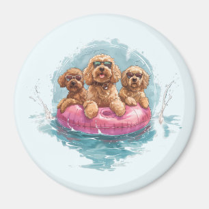 Goldendoodle Hunde Sommer Ananas Pool Float Magnet