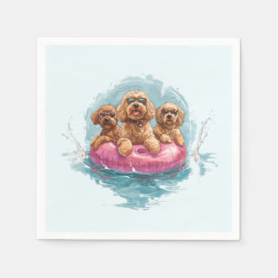 Goldendoodle Hunde Sommer Ananas Pool Float Serviette