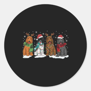 Goldendoodle Hunde Weihnachtslicht Golden Doodle D Runder Aufkleber