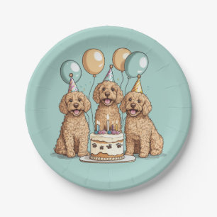 Goldendoodle Hunde zum Geburtstag Pappteller