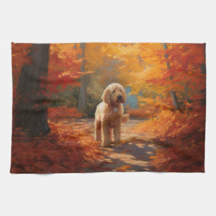 Goldendoodle im Herbst Leaves Fall Inspiriert Geschirrtuch